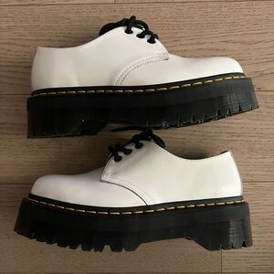 White Dr. Martens 1461 SMOOTH LEATHER PLATFORM SHOES